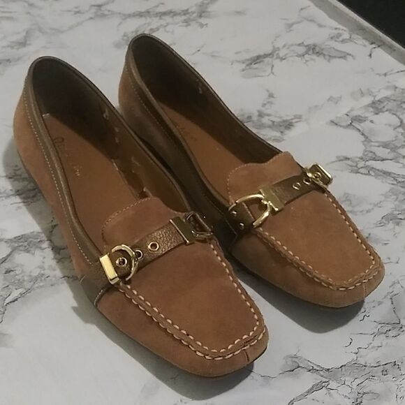 Etienne Aigner brown suede loafers sz 10 - Picture 1 of 9